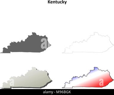 Kentucky mappa di contorno impostato Illustrazione Vettoriale