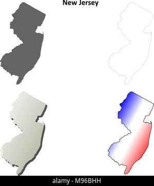 New Jersey mappa di contorno impostato Illustrazione Vettoriale