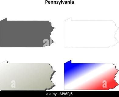 In Pennsylvania mappa di contorno impostato Illustrazione Vettoriale