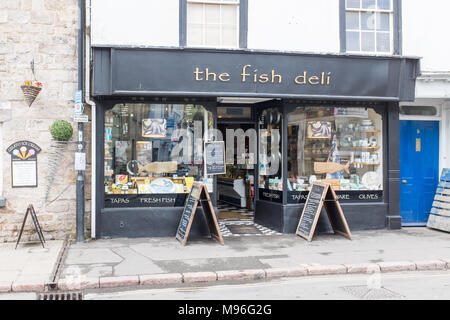 Il pesce Deli pescivendoli e delicatessen Ashburton nel Parco Nazionale di Dartmoor, Devon Foto Stock