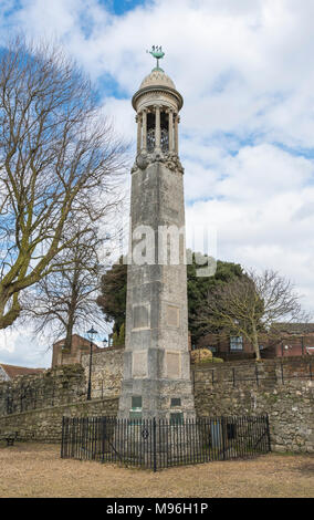 Mayflower Nave passeggeri memorial dalle mura della città vecchia di Southampton, Hampshire, Inghilterra, Regno Unito. Foto Stock