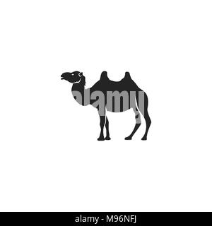 Icona del cammello silhouette design. Animali selvatici del simbolo e l'elemento isolato su sfondo bianco. Vintage mano a mano pittogramma di animale. Illustrazione di stock Foto Stock
