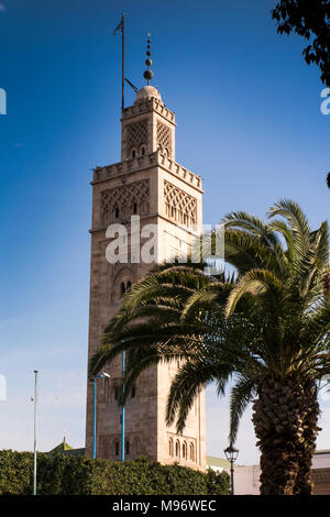 Il Marocco, Casablanca, Quartier Habous, Muhammadi minareto della moschea Foto Stock