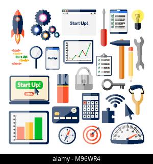Big startap raccolta di icone. Buisness clipart. La tecnologia set di elementi Illustrazione Vettoriale