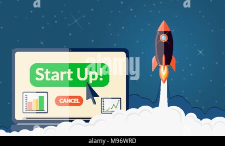 L'avvio. Il concetto di Business sfondo illustrazione piatta Illustrazione Vettoriale