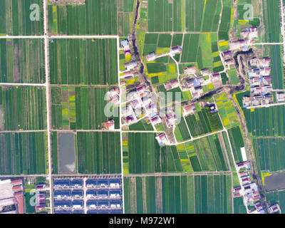 Nanton, Nanton, Cina. 23 Mar, 2018. Nantong, Cina-23rd Marzo 2018: la fotografia aerea del villaggio in Nantong, est cinese della provincia di Jiangsu. Credito: SIPA Asia/ZUMA filo/Alamy Live News Foto Stock