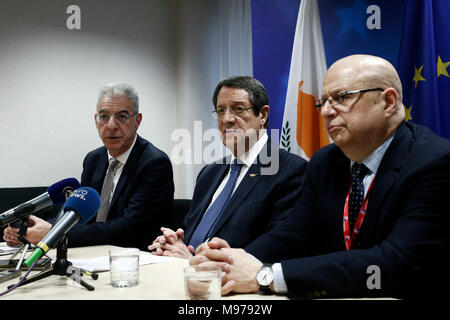 Bruxelles, Belgio. Il 23 marzo 2018. Nicos Anastasiades, Presidente di Cipro dà una conferenza stampa presso la conclusione di un vertice UE. Alexandros Michailidis/Alamy Live News Foto Stock