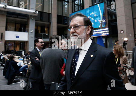 Bruxelles, Belgio. Il 23 marzo 2018. Il Primo Ministro spagnolo Mariano Rajoy dopo la riunione del Consiglio europeo. Alexandros Michailidis/Alamy Live News Foto Stock