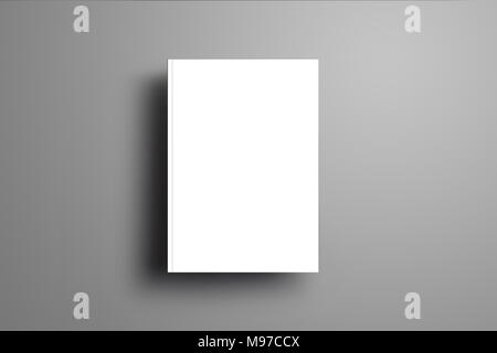 Vuoto universale CHIUSO A4, (A5) brochure con morbide ombre realistiche isolato su sfondo grigio. Parte superiore di vista. Un modello può essere utilizzato per la tua vetrina Foto Stock