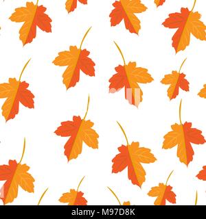 Vettore di seamless pattern con rovere colorato Foglie di autunno Illustrazione Vettoriale