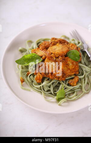 Pasta con salsa bolognese Foto Stock