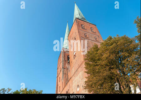 La facciata della Cattedrale, Lubecca, Mar Baltico, Schleswig-Holstein, Germania, Europa Foto Stock