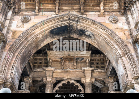 La moschea Jama, la più splendida moschea di Ahmedabad - Gujarat, stato dell India Foto Stock