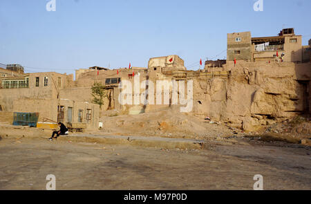 Köziciyerbisi, l'ultima parte rimasta della città vecchia di Kashgar nello Xinjiang, in Cina Foto Stock