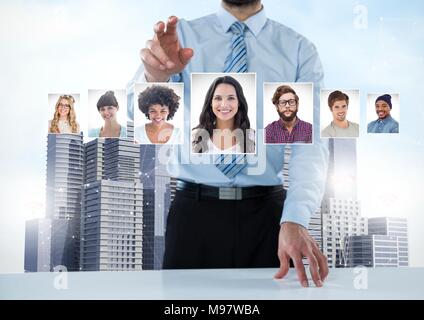 Uomo di toccare Profili ritratto di persone diverse Foto Stock