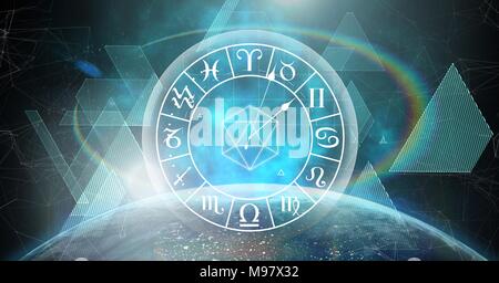 Astrologia zodiaco con planet e forme Foto Stock