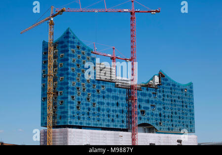 Germania, Amburgo, Elbe Philharmonic Hall in costruzione Foto Stock