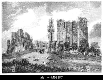 Il Castello di Kenilworth fondata nei primi 1120s, si trova nella città con lo stesso nome nel Warwickshire, Inghilterra. Costruito da Norman attraverso al Tudor volte, era la posizione di sei-mese-lungo assedio di Kenilworth nel 1266, che si ritiene essere il più lungo assedio nella storia inglese. Più tardi si è formata una base per le operazioni Lancastrian nelle guerre di rose e fu anche la scena del distacco di Edward II dal trono inglese. Foto Stock