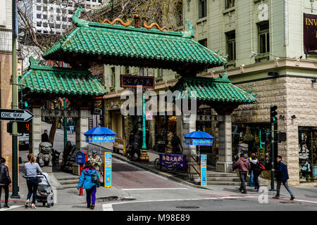 Chinatown porta d'ingresso in San Francisco California USA su Grant Street Foto Stock