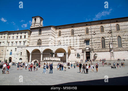 Perugia, Agosto 12, 2016:La piazza principale della città di Perugia, Italia Foto Stock