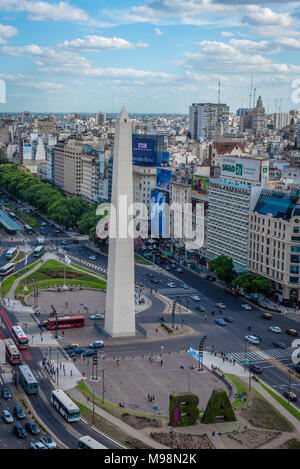 L'Obelisco in Avenida 9 de Julio, Buenos Aires. Argentina Foto Stock