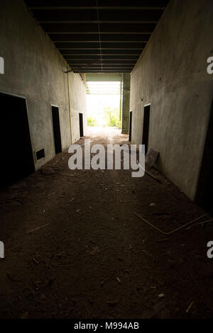 Apoera stazione ferroviaria in Suriname, vicino al fiume Courantayne che è stato abbandonato dopo i piani per usarlo per la movimentazione di bauxite sono stati interrotti Foto Stock