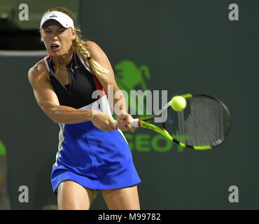 KEY BISCAYNE, FL - MARZO 23: Caroline WOZNIACKI il giorno 5 del Miami aperto a Crandon Park Tennis Center su Marzo 23, 2018 in Key Biscayne, Florida. Persone: Caroline WOZNIACKI Hoo-Me.com /MediaPunch Foto Stock