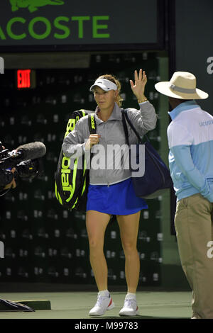 KEY BISCAYNE, FL - MARZO 23: Caroline WOZNIACKI il giorno 5 del Miami aperto a Crandon Park Tennis Center su Marzo 23, 2018 in Key Biscayne, Florida. Persone: Caroline WOZNIACKI Hoo-Me.com /MediaPunch Foto Stock