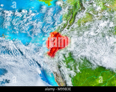 Ecuador evidenziata in rosso sul pianeta Terra. 3D'illustrazione. Gli elementi di questa immagine fornita dalla NASA. Foto Stock