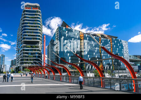 Melbourne, Australia - NAB e edifici Medibank nei Docklands Foto Stock