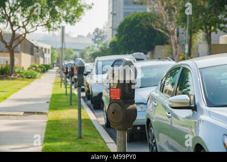 Los Angeles, giu 23: Immagine ravvicinata di un parchimetro giu 23, 2017 a Los Angeles in California Foto Stock