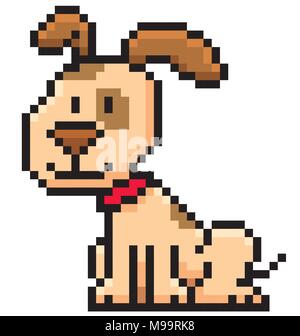 Illustrazione Vettoriale di cartoon cane - design di Pixel Illustrazione Vettoriale