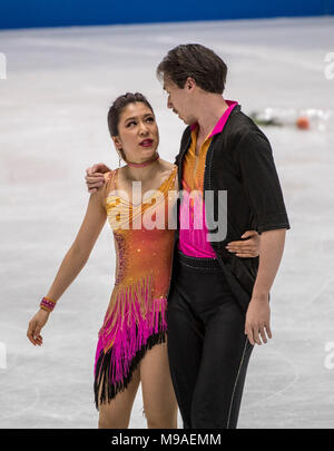 Kana Muramoto / Chris Reed (JPN) durante l'ISU World Figure Skating Championships, la danza su ghiaccio breve danza al Mediolanum Forum di Milano, Italia, il 23 marzo 2018. (Foto di Enrico Calderoni/AFLO SPORT) Foto Stock