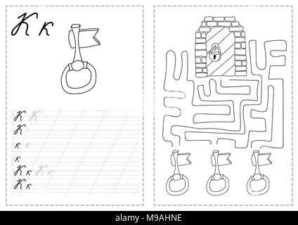 Alfabeto lettere di foglio di lavoro di tastatura con alfabeto russo lettere - tasto Illustrazione Vettoriale