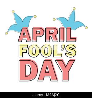 April Fools Day testo e elemento divertente illustrazione vettoriale per biglietto di auguri Illustrazione Vettoriale