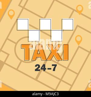 Vettore icona taxi. Mappa contatto con controlli di taxi segno. Illustrazione Vettoriale Illustrazione Vettoriale