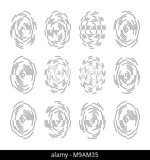 Scansione delle impronte digitali icone Illustrazione Vettoriale