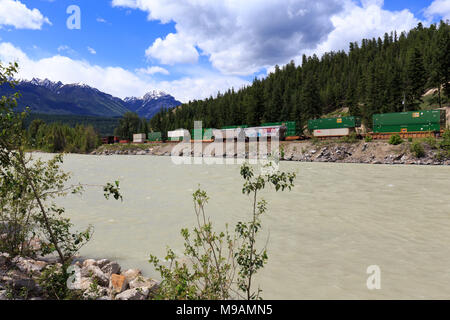 Revelstoke, British Columbia, Canada - Giugno 2017 : treno merci della Canadian Pacific Ferrovie. Foto Stock