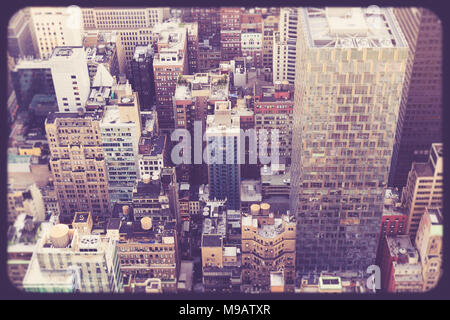 Vista su Manhattan New York City edifici con tono vintage Foto Stock