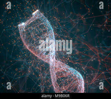 3D'illustrazione. Colorate molecola di DNA. Concetto di immagine di una struttura del codice genetico. Foto Stock