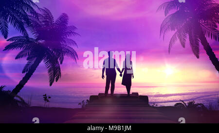 Matura sul tramonto tropicale sfondo Foto Stock