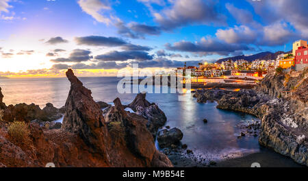 Puerto de Santiago città, Tenerife, Isole canarie, Spagna: Beautif Foto Stock