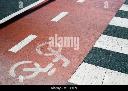 Simbolo per indicare la strada per biciclette Foto Stock