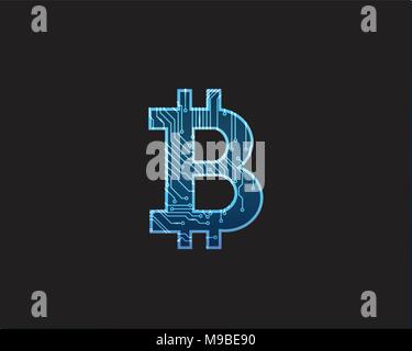 Digital bitcoin crypto valuta sfondo vettoriale. Bitcoin illustrazione vettoriale sfondo Illustrazione Vettoriale