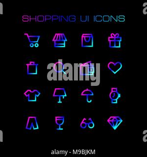 Shopping online ui set di icone per semplice piatto stile design. Illustrazione Vettoriale