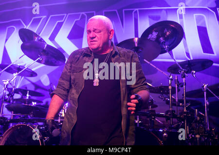 Udo Dirkschneider esegue il 21 marzo 2018 a Slim a San Francisco, California. Foto Stock