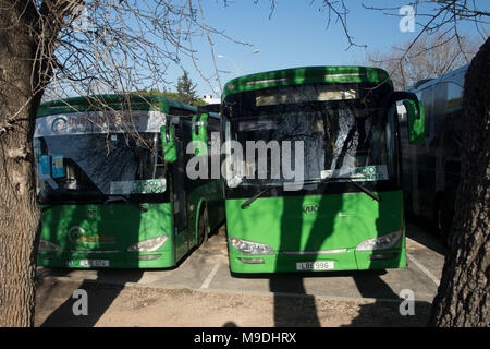 Intercity allenatori della Karvella bus stazione di interscambio, distretto di Paphos, Cipro, Mediterraneo, Europa Foto Stock