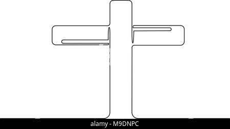 Linea continua di disegno di arte del culto cristiano croce. Eucaristia terapia benedire Dio aiutando pentirsi cattolica la quaresima pasqua mente pregare. Concetto cristiano l Illustrazione Vettoriale