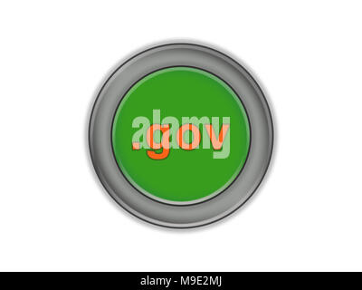 Volume pulsante verde con la designazione del dominio di livello superiore "gov', sfondo bianco Foto Stock
