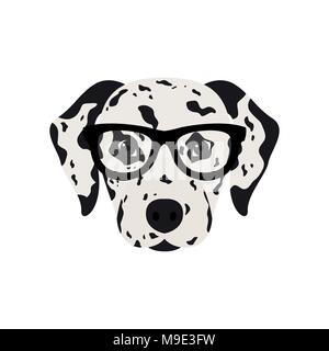 Cane dalmata in bicchieri. Cute cane illustrazione vettoriale. Illustrazione Vettoriale